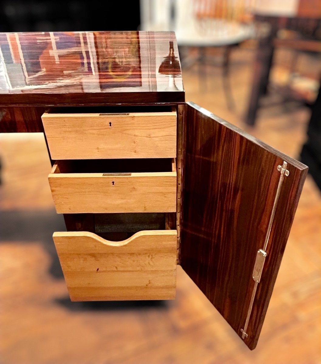 Art Deco Desk Circa 1925 France, Buff Polished Macassar Ebony-photo-1